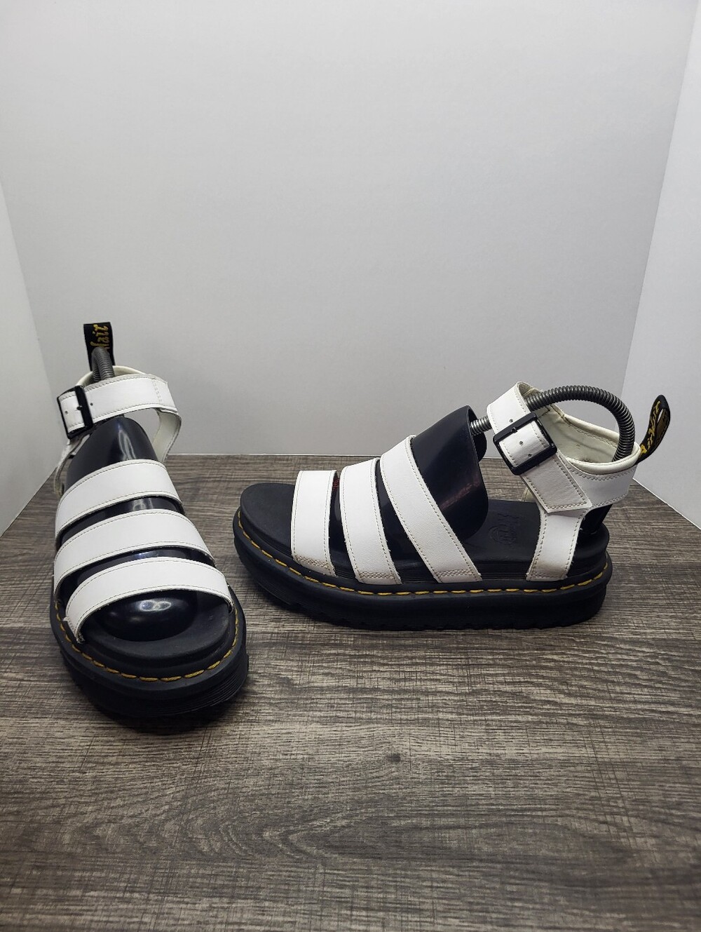 Dr. Martens Blaire White Platform Slide Sandals 3 Straps Womens Size 7